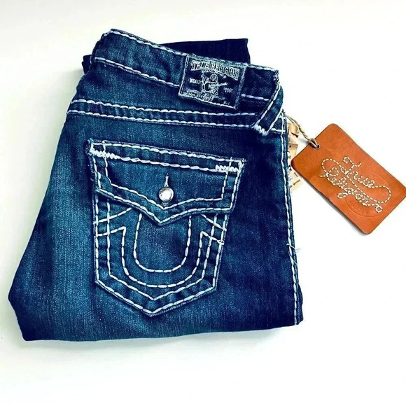 NWT $319 True Religion Billy Super T Dark Pipeline Jeweled Jean - Picture 7 of 8